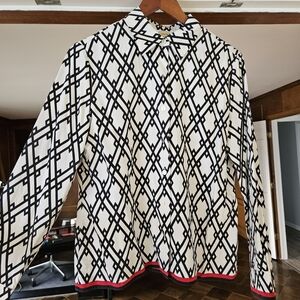 Talbots Black and White Silk Shirt